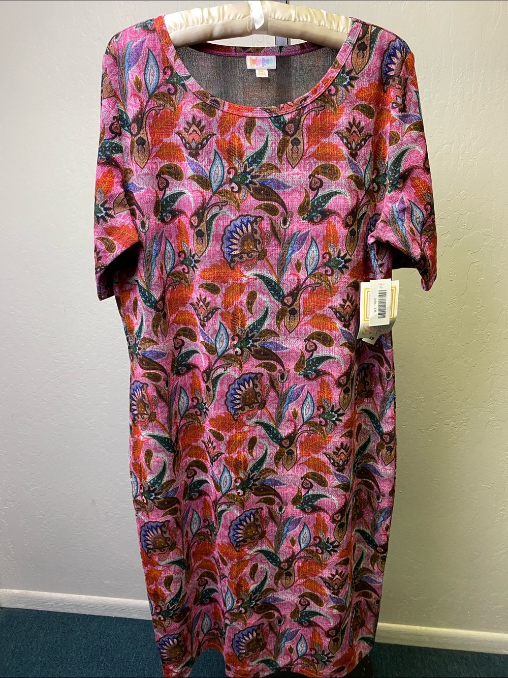 LuLaRoe Pink Floral & Paisley Midi Dress